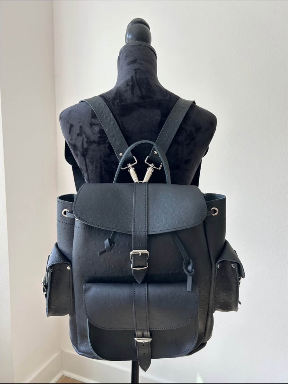 Authentic Grafea London “Hari” Leather Black Backpack